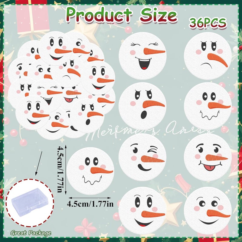 Fyeoxle 36PCS Snowman Face Cupcake Toppers Wafer Paper Winter Snows Cupcake Decor Snowman Dessert Picks for Merry Christmas Theme Holiday Party Baby Shower Supplies - Image 2